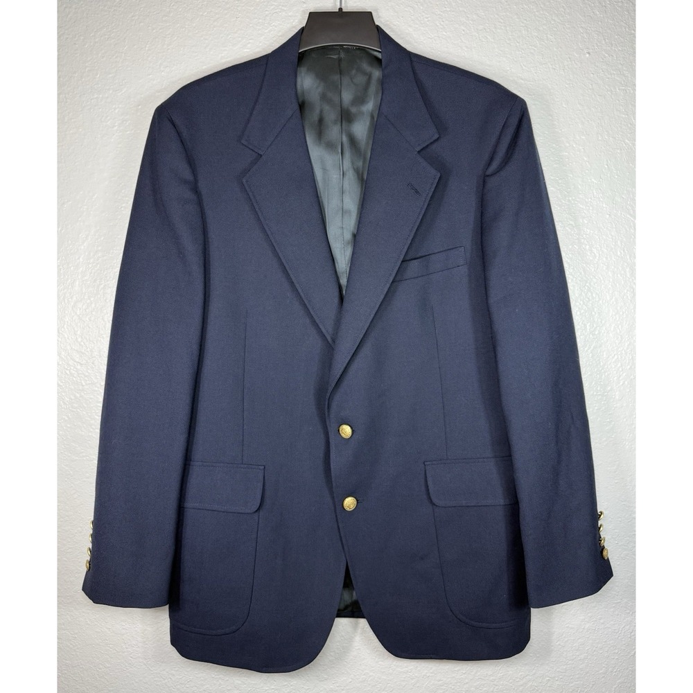 Warren Sewell classic American navy blue blazer 44L gold-tone buttons USA Made